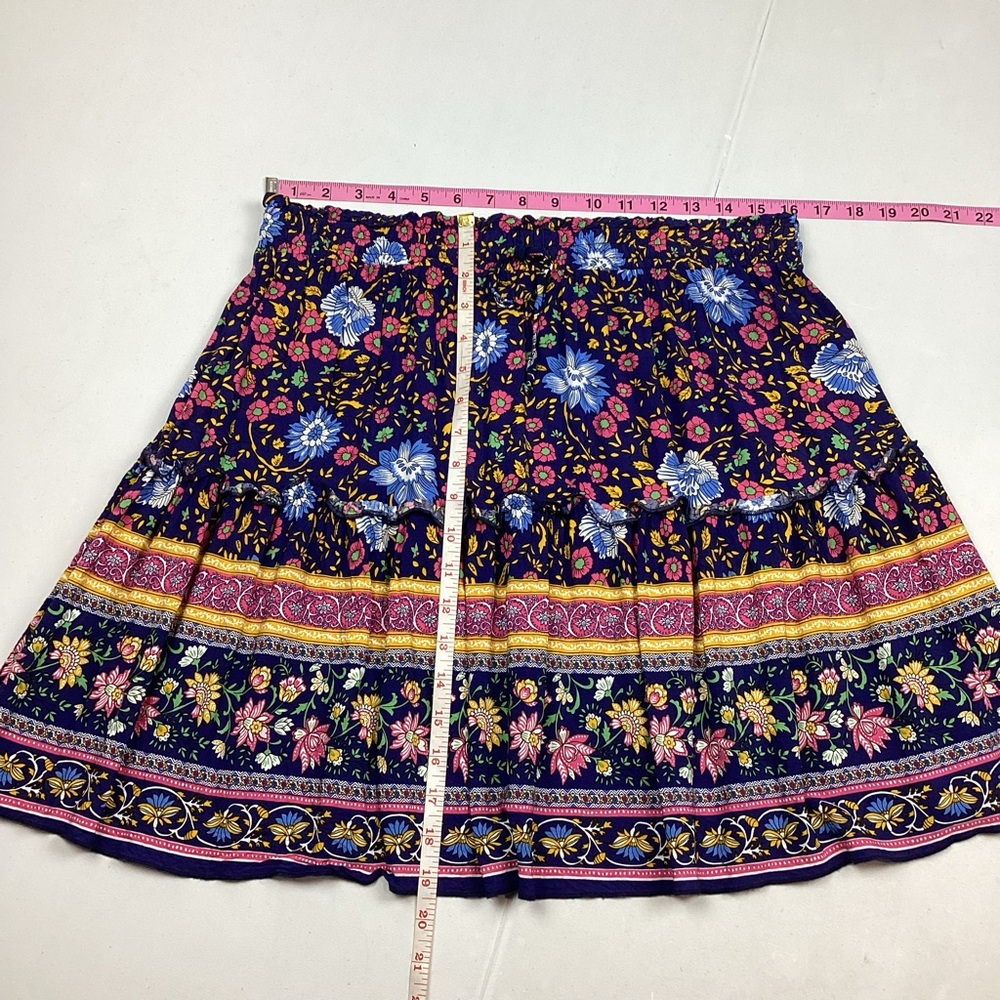 Alelly Floral Peasant Boho Tiered Mini Skirt XL - Picture 6 of 6